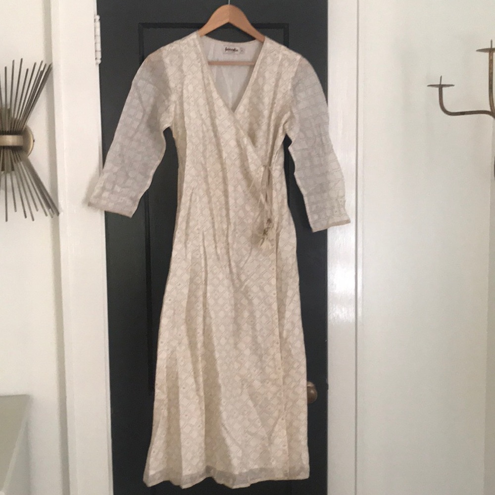 Embroidered Wrap Dress